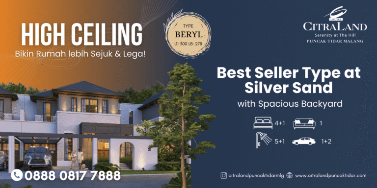 high ceiling tipe beryl   citraland puncak tidar malang