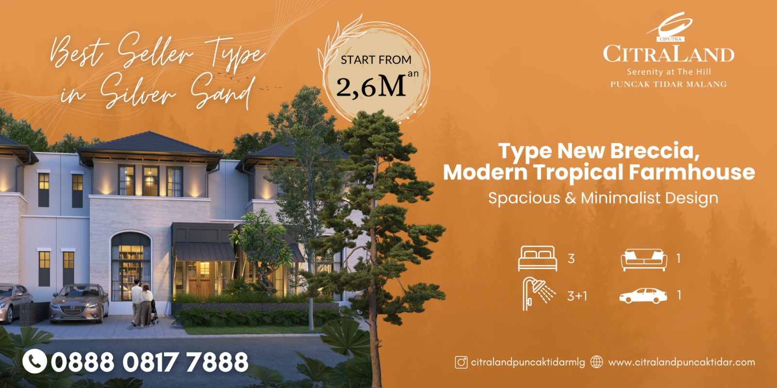 rumah tropis perumahan malang   citraland puncak tidar malang