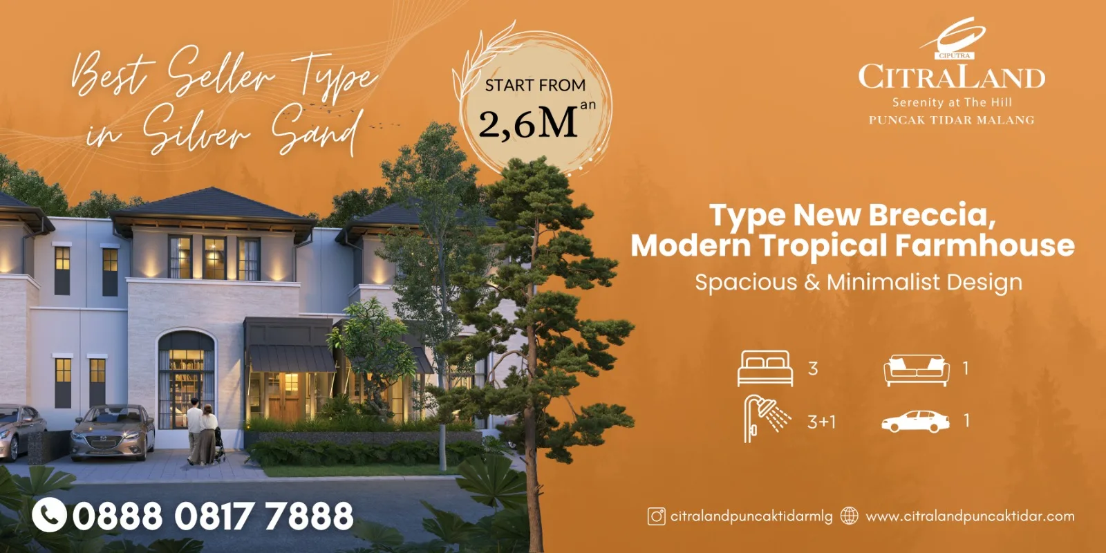 rumah tropis perumahan malang   citraland puncak tidar malang